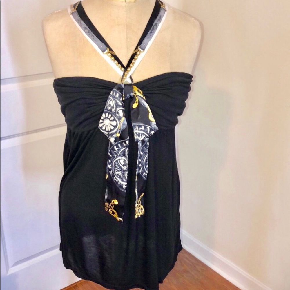 NWOT Express Babydoll Halter w/Silk print ribbon